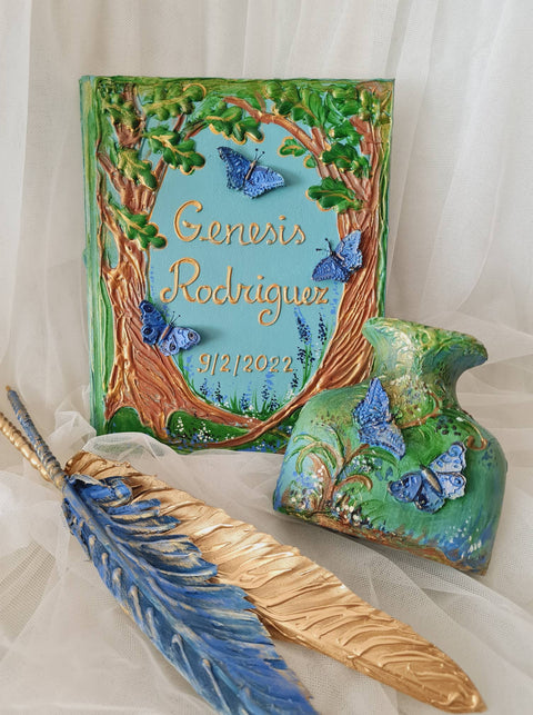 Blue Butterfly, Enchanted forest guest book . All Sizes Book and Set