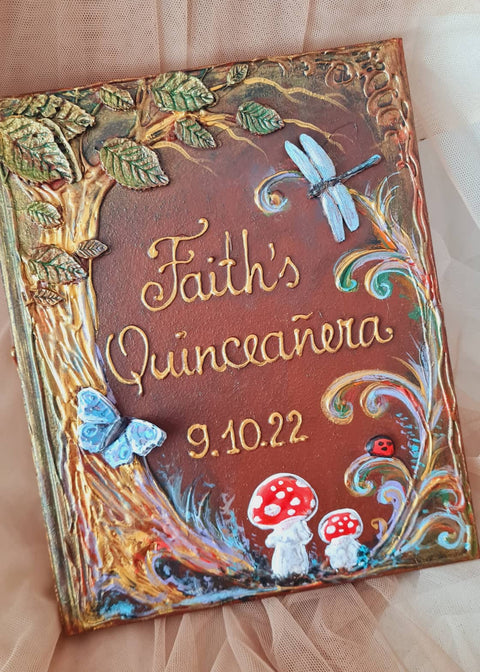 Lavander Enchanted Forest Tree Sweet 16 Guest Book - Fairy Tale Keepsake