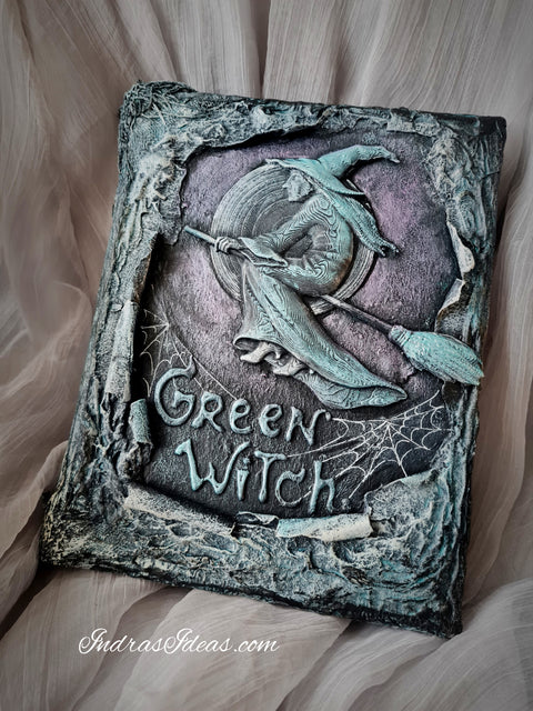 Green witch grimoire, witch flying, Book of shadow. S/L books and sets