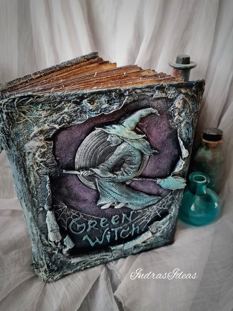 Green witch grimoire, witch flying, Book of shadow. S/L books and sets