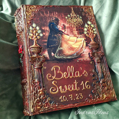 Fairytale popular movie wedding guest book. Quinceanera event guest book. Large size book and set.