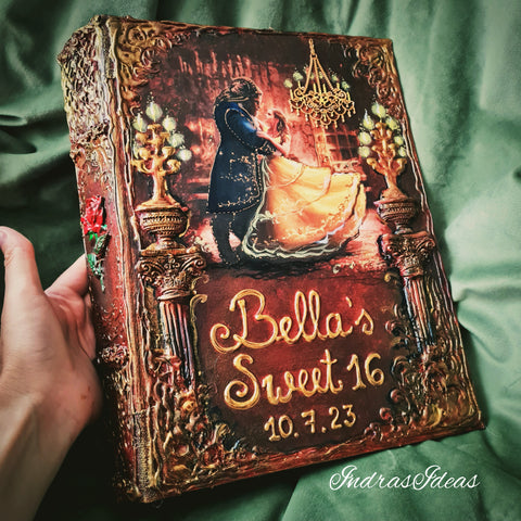 Fairytale popular movie wedding guest book. Quinceanera event guest book. Large size book and set.