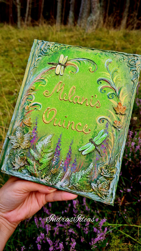 Quinceanera guest book with dragonfly, enchanted forest event guest book. All book and size.