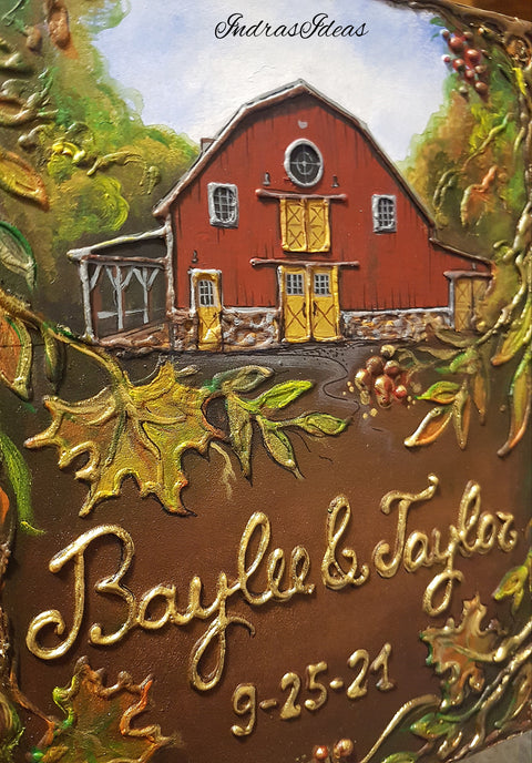 Personalized Country Barn Wedding guest book, rustic event place guest book. All size book and set & custom venue .