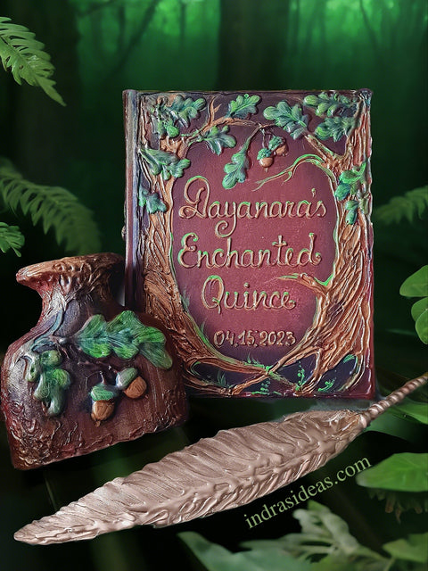Enchanted forest Quince, sweet 16, Wedding guest book. Book and Set
