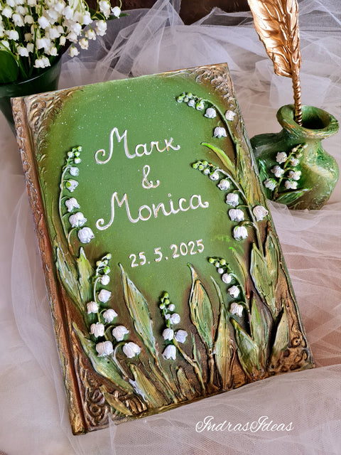 Lily of the valley wedding guest book, Large Books and Set