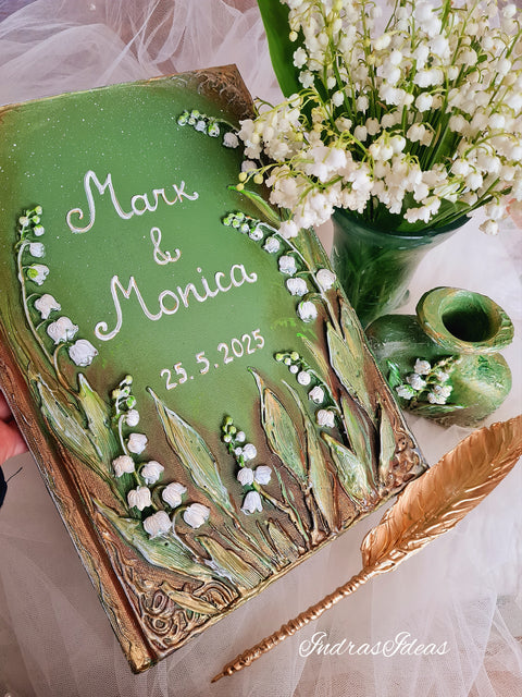 Lily of the valley wedding guest book, Large Books and Set