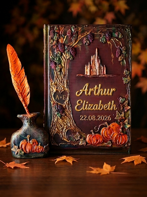 Autumn, fall wedding, guest book, Quiceañera event Guest Book and Set