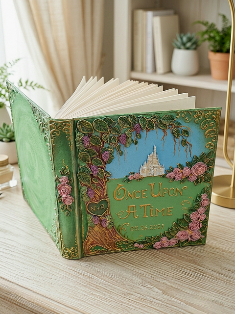 Personalized Photo Album & Fairytale Wedding Guest Book – Once Upon A Time Castle Memory Book