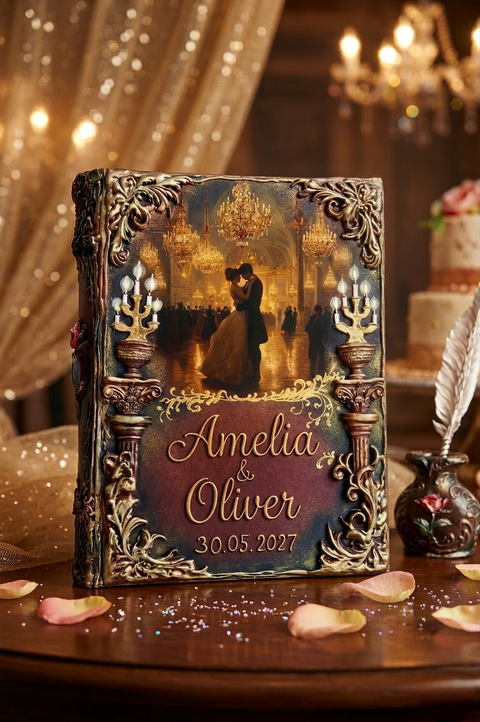 Custom Fairytale Guest Book with Your Photo, Personalized Memory Album, Quinceañera & Wedding Journal