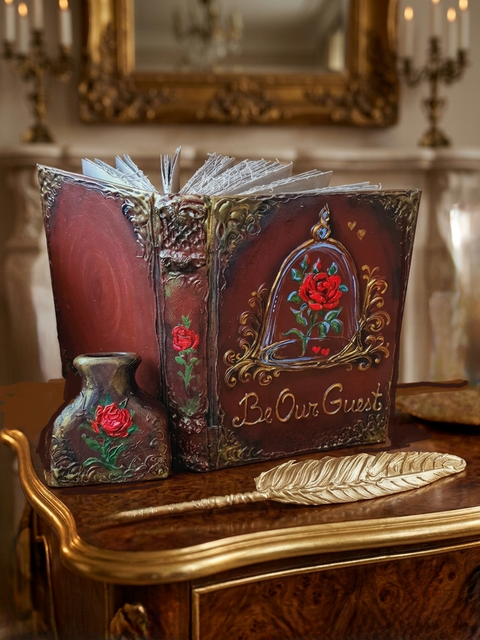Be Our Guest Wedding Guest Book & Pen Set, Enchanted Rose Journal