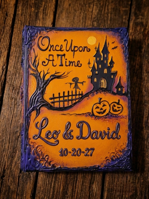 Halloween Wedding Guest Book, Spooky Gothic Memory Album, Witch Spell Book