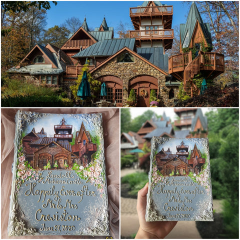 Custom Venue Illustration Guest Book – Personalized 3D Keepsake Album for Weddings & Estates
