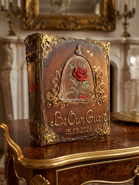Be Our Guest Wedding Guest Book & Pen Set, Enchanted Rose Journal