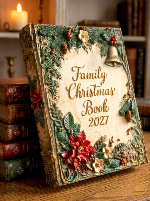 Personalized 3D Sculpted Christmas Book – Custom Holiday Photo Album & Family Memory Keepsake