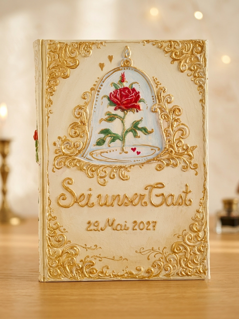 Custom Fairytale Wedding Guest Book with Enchanted Rose