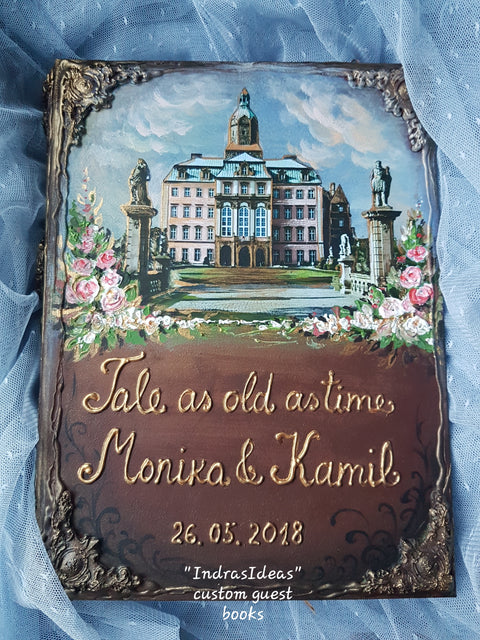 Custom Venue Illustration Guest Book – Personalized 3D Keepsake Album for Weddings & Estates