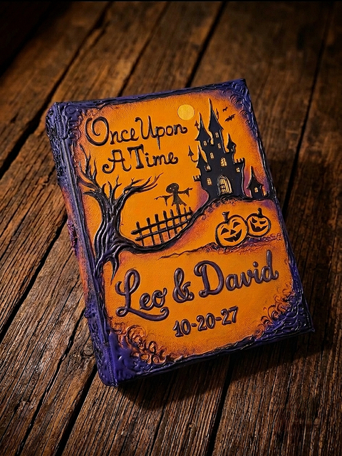 Halloween Wedding Guest Book, Spooky Gothic Memory Album, Witch Spell Book