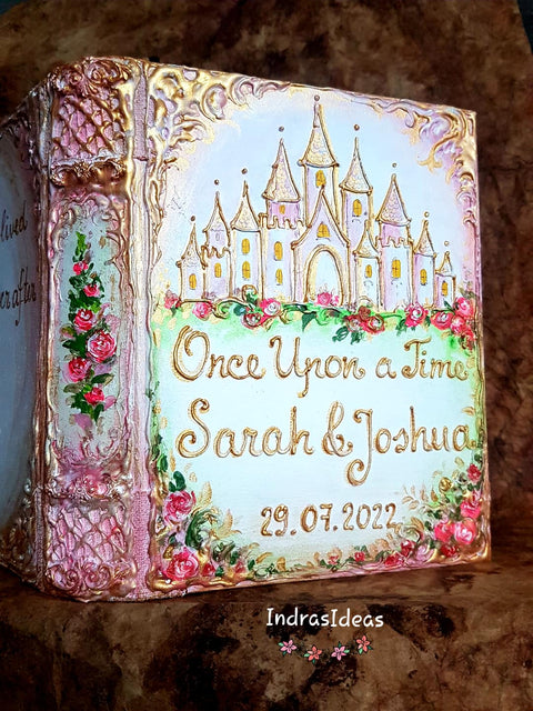 Pink castle wedding guest book and set