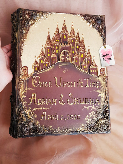 Golden Castles sleeved Photo album, a personalized photo album with name and date.