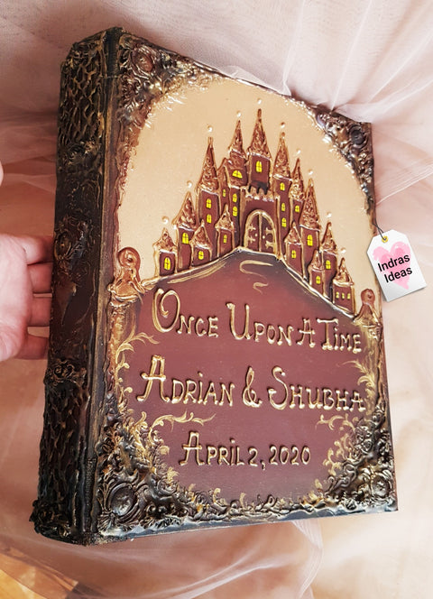 Golden Castles sleeved Photo album, a personalized photo album with name and date.