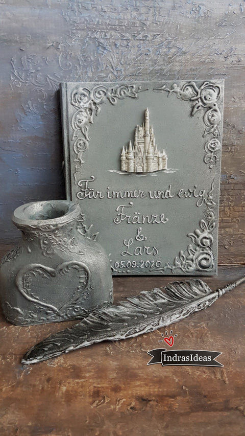 Silver Cinderella's Castle Wedding guest book and set
