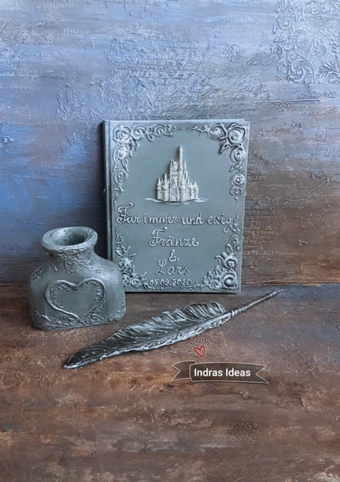 Silver Cinderella's Castle Wedding guest book and set