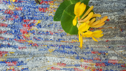 Colorful hand woven wool rug, Gray, blue, yellow woven rug, bohemian rug.