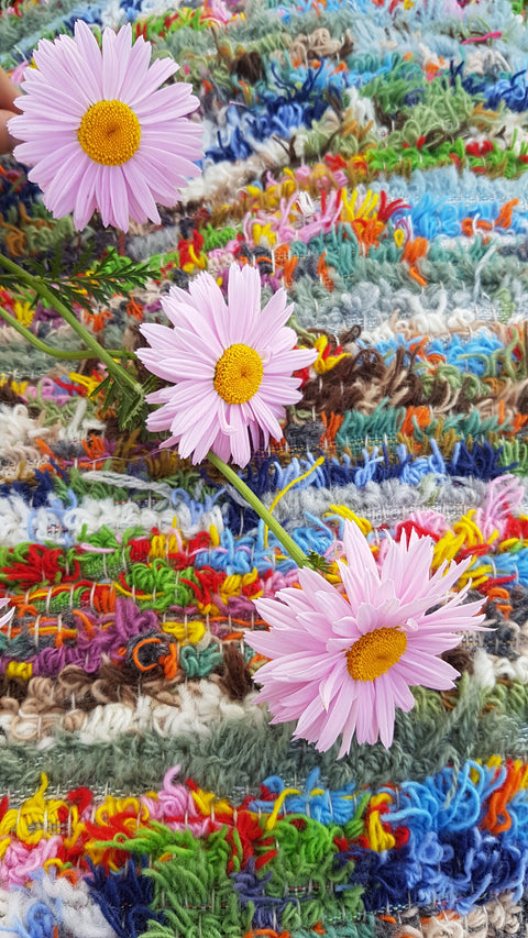 Rainbow hand woven wool rug, colorful wool rug