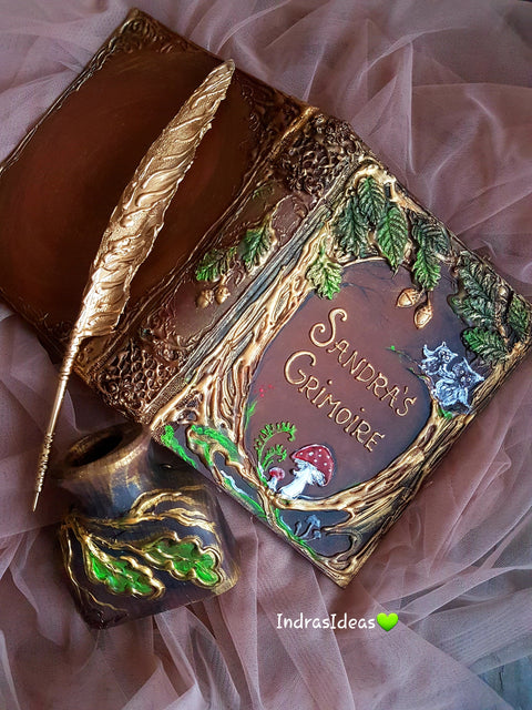 Forest diary, wedding guestbook, Grimoire, Medieval wedding guest book and set