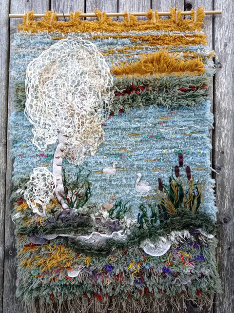 White Birch Tree Marsh Tapestry
