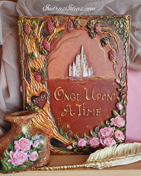 Pink Rose, castle wedding guest book. Large covers Books and Set.