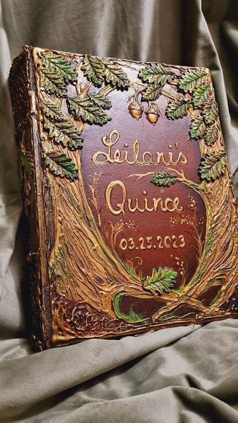 Enchanted forest Quince, sweet 16, Wedding guest book. Book and Set