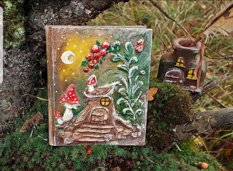 Forest diary, wedding guestbook, Grimoire, Medieval wedding guest book and set