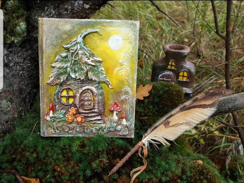 Forest diary, wedding guestbook, Grimoire, Medieval wedding guest book and set