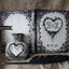 Dramatic heart with thorns, custom initials guest book. S/L book and set.