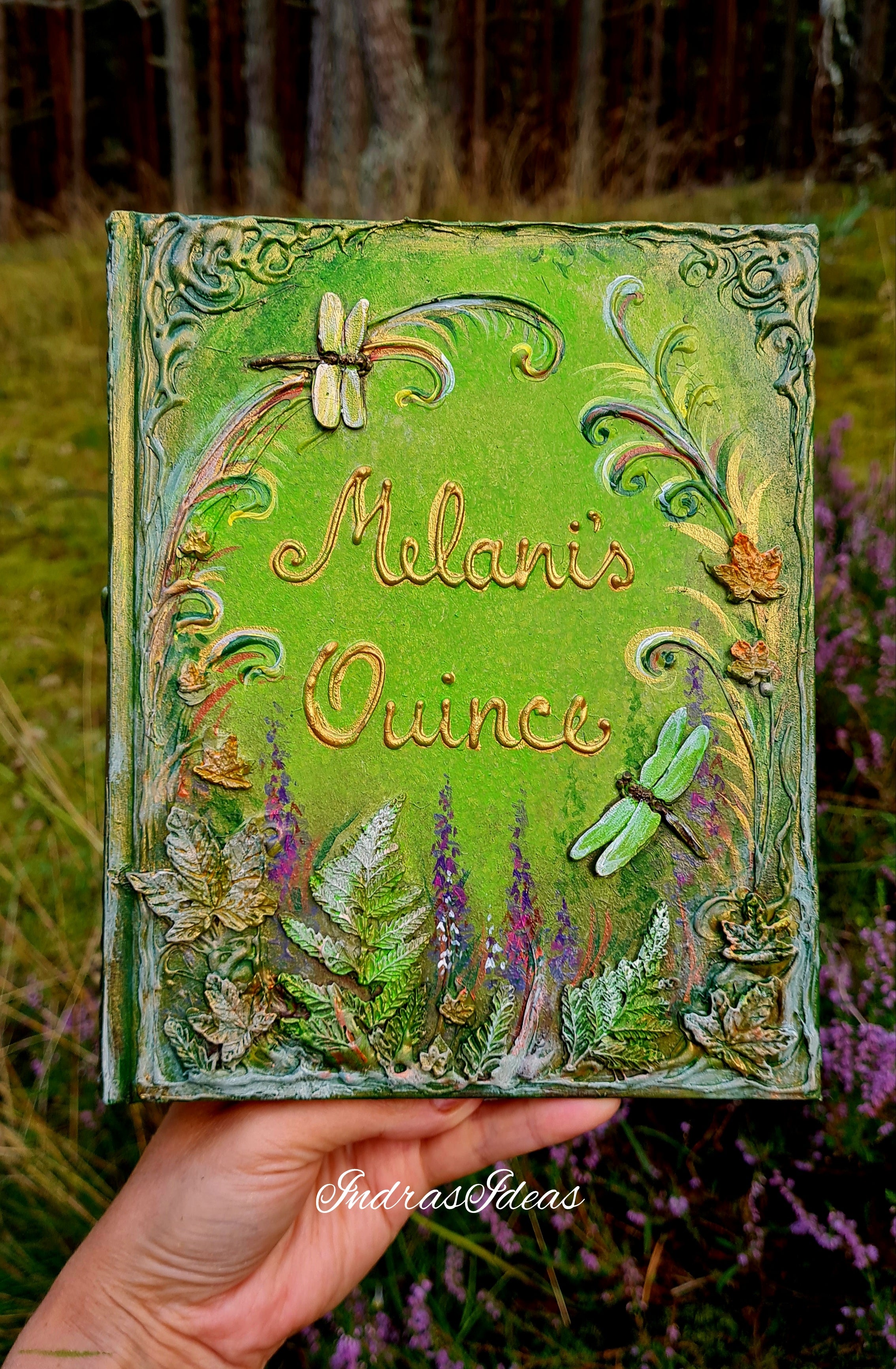 Quinceanera guest book with dragonfly, enchanted forest event