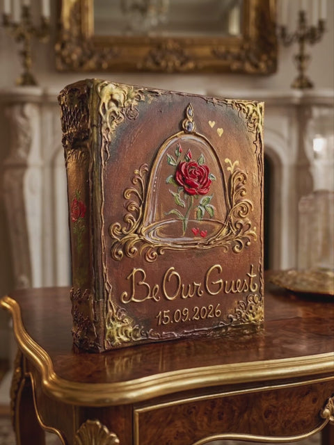 Be Our Guest Wedding Guest Book & Pen Set, Enchanted Rose Journal