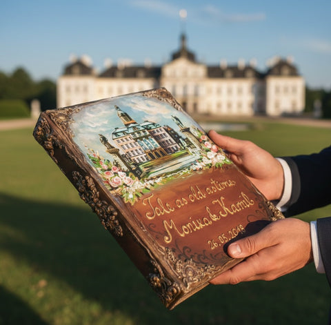 Custom Venue Illustration Guest Book – Personalized 3D Keepsake Album for Weddings & Estates