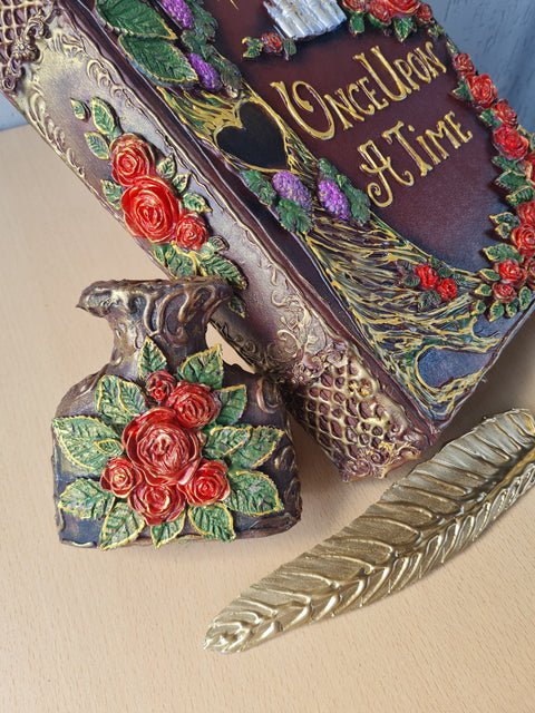 Fairytale Castle & Red Rose Personalised Wedding Guest Book Set