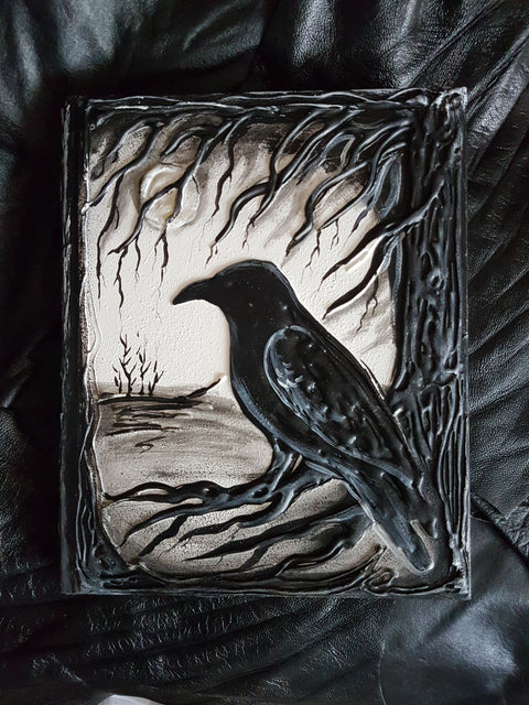 Personalized 3D Raven Wedding Guest Book | Gothic Woodland