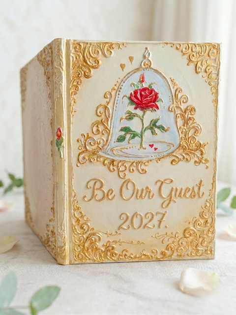 Custom Fairytale Wedding Guest Book with Enchanted Rose