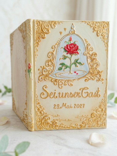 Custom Fairytale Wedding Guest Book with Enchanted Rose