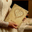 Personalized Vintage Wedding Guest Book – 3D Sculpted Gold Heart Monogram Keepsake with Feather Pen & Stand