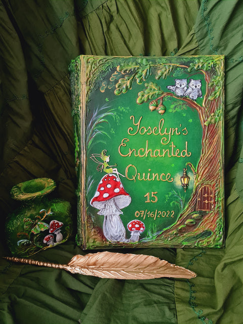 Custom Enchanted Forest Guest Book – Whimsical Fairy & Woodland Mushroom Album for Weddings, Quinceañera & Birthdays