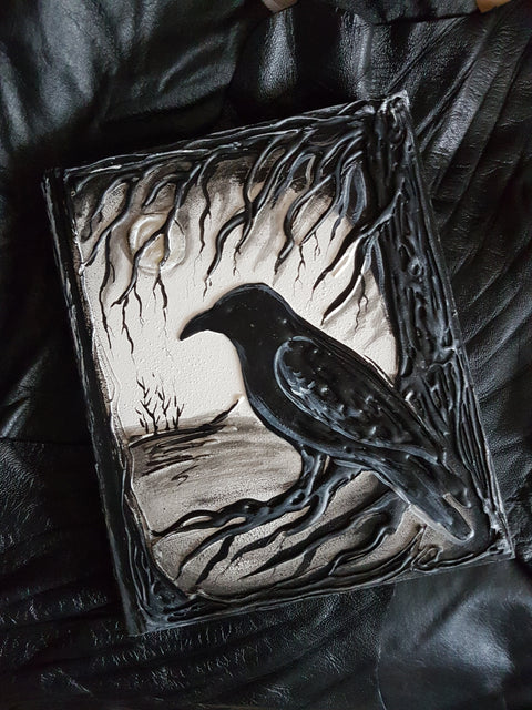 Personalized 3D Raven Wedding Guest Book | Gothic Woodland