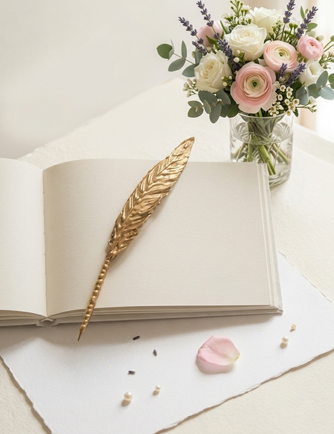 Custom 3D Baroque Wedding Guest Book, Personalized Vintage Monogram Keepsake