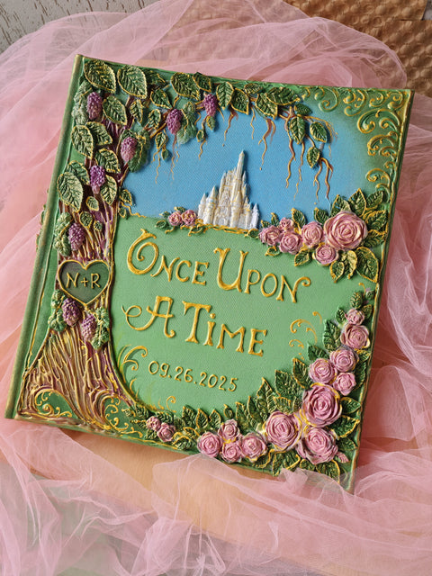 Personalized Photo Album & Fairytale Wedding Guest Book – Once Upon A Time Castle Memory Book