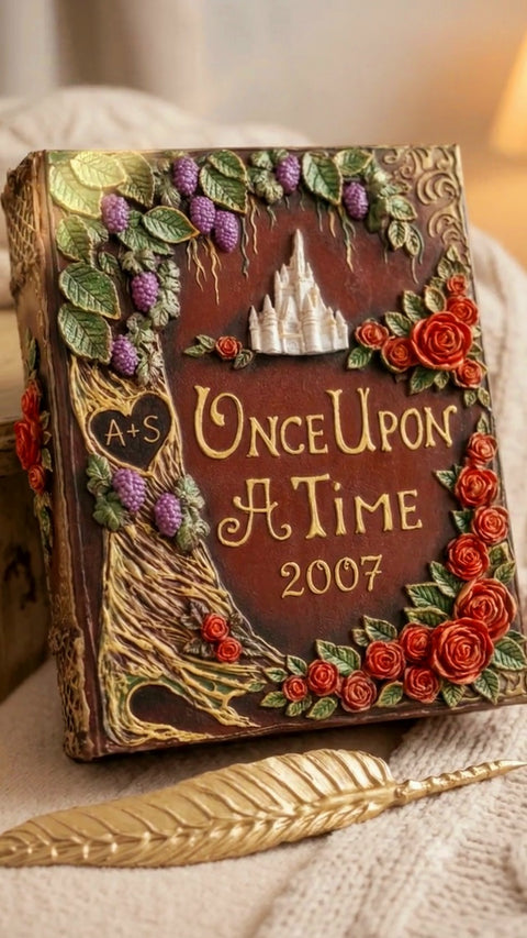 Fairytale Castle & Red Rose Personalised Wedding Guest Book Set