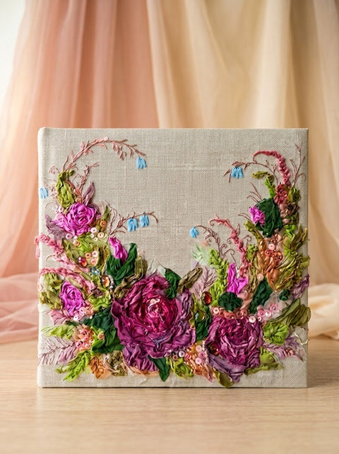 Personalized 3D Floral Photo Album | Custom Embroidered Book